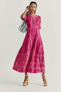 LoveShackFancy Beth Dress - BORDEAUX HAND DYE Dresses