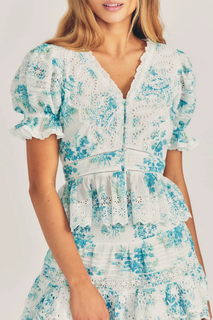 LoveShackFancy Annalee Top - MAGIC TURQUOISE Tops 3 LoveShackFancy Annalee Top - MAGIC TURQUOISE Tops