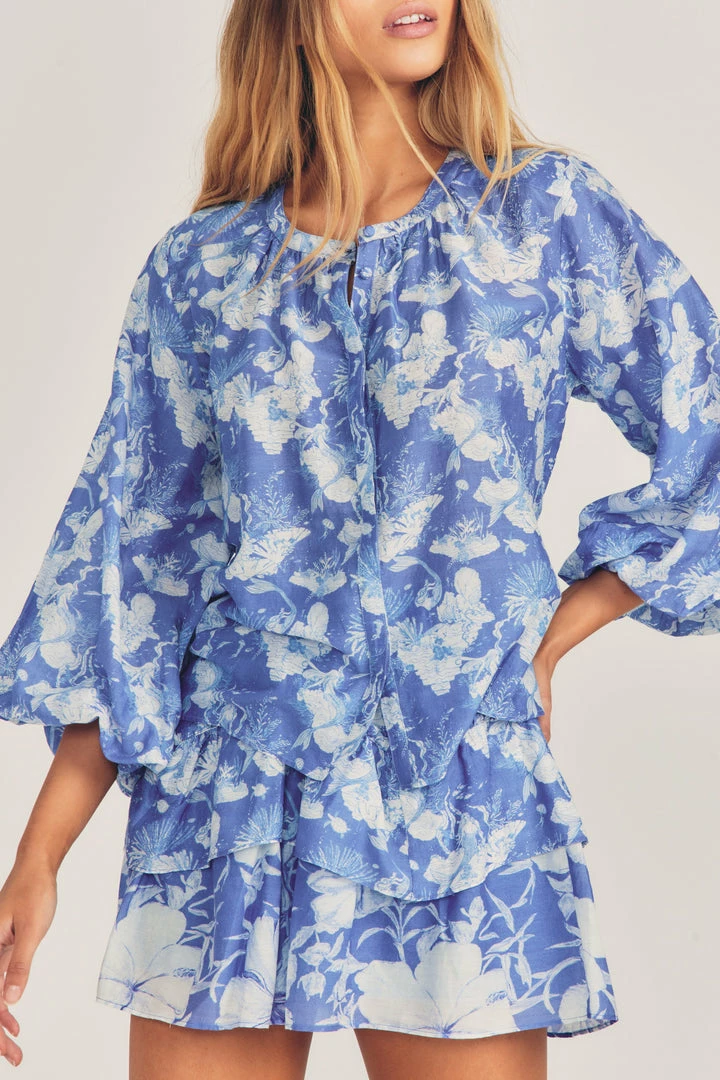 LoveShackFancy Renate Blouse - BLUE MINERAL 3 LoveShackFancy Renate Blouse - BLUE MINERAL
