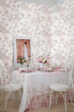 LSF Cabbage Rose Bow Wallpaper Home Decor