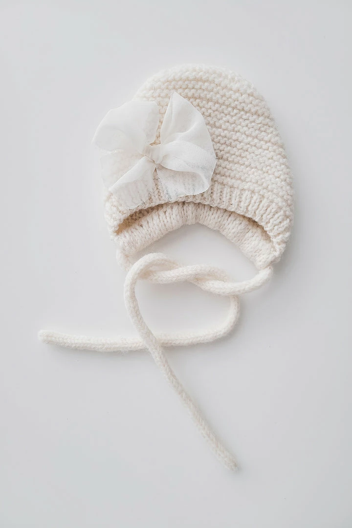 LoveShackFancy Little Girls Bebe Theory Knit Ivory Bonnet 3 LoveShackFancy Little Girls Bebe Theory Knit Ivory Bonnet