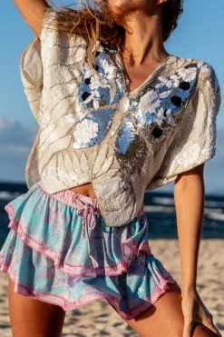 LoveShackFancy Bespoke Embellished Butterfly Top Forever Whites