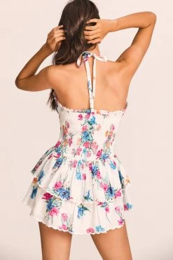 LoveShackFancy Aqua Halter Mini Dress 9 LoveShackFancy Aqua Halter Mini Dress