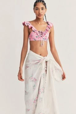 LoveShackFancy Rosa Beaux Linen Beach Throw